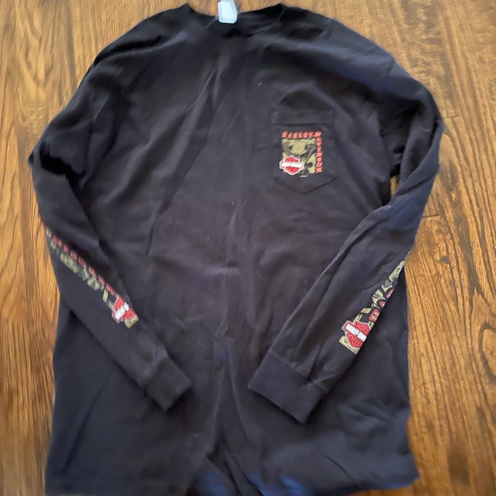 Vtg Black Harley Davidson Holoubek XL Tshirt New York City 2006 Pocket long